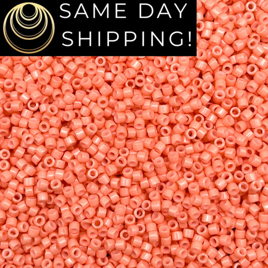 DB2112 SAME DAY SHIPPING! 1-20 Grams Miyuki 11/0 Delica Beads Duracoat Opaque Dark Salmon -Free Container!