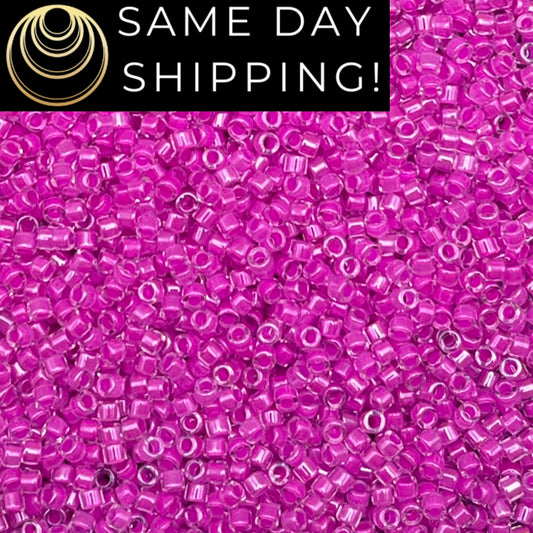 DB2037 SAME DAY SHIPPING! 1-20 Grams Miyuki 11/0 Delica Beads Luminous Hot Magenta -Free Container!