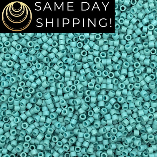 DB0375 11/0 Miyuki Delica Beads Matte Opaque Turquoise Blue Luster