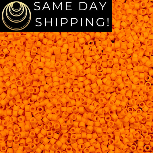 DB1583 SAME DAY SHIPPING! 1-20 Grams Miyuki 11/0 Delica Beads Matte Opaque Mandarin Orange-Free Container!