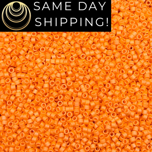 DB1593 SAME DAY Shipping! 1-20 Grams Miyuki 11/0 Delica Beads Matte Opaque Mandarin Orange AB-Free Container!