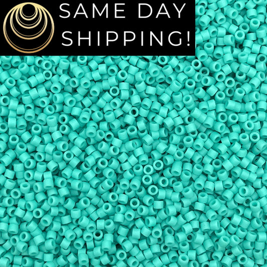 DB1586 SAME DAY SHIPPING! 1-20 Grams Miyuki 11/0 Delica Beads Matte Opaque Sea Opal -Free Container!