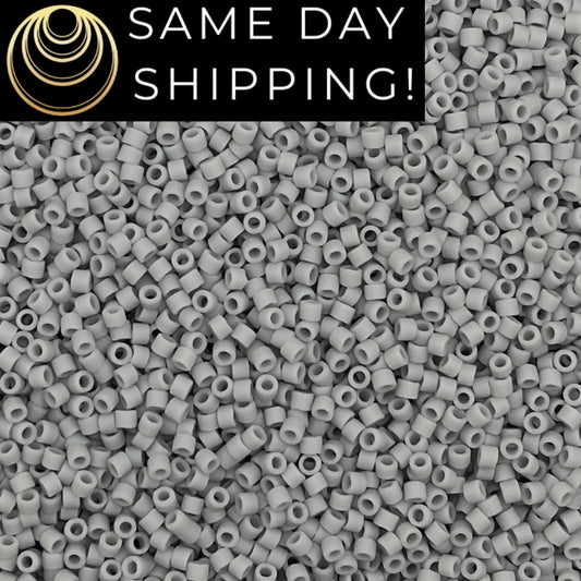 DB1589 SAME DAY SHIPPING! 1-20 Grams Miyuki 11/0 Delica Beads Matte Opaque Ghost Gray -Free Container!