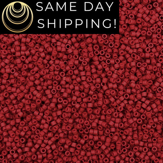 DB796 SAME DAY SHIPPING! 1-20 Grams Miyuki 11/0 Delica Beads Dyed Semi-Matte Opaque Red-Free Container!