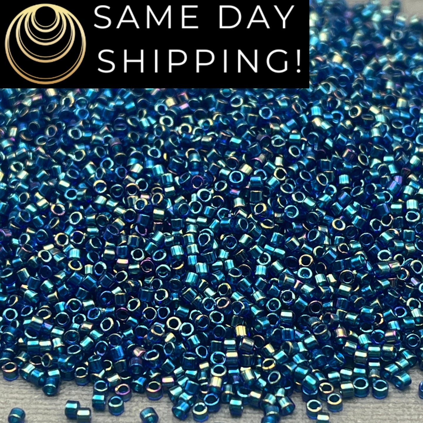 DB1763 SAME DAY SHIPPING! 1-20 Grams Miyuki 11/0 Delica Beads Emerald Lined Cobalt Blue -Free Container!