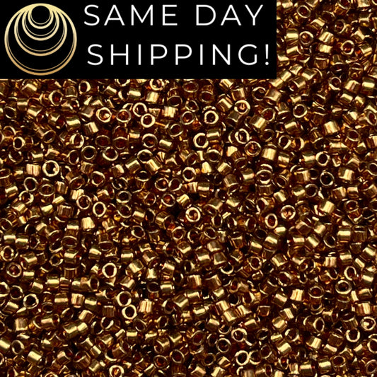 DB022L SAME DAY SHIPPING! 1-20 Grams Miyuki 11/0 Delica Beads Metallic Light Bronze-Free Container!