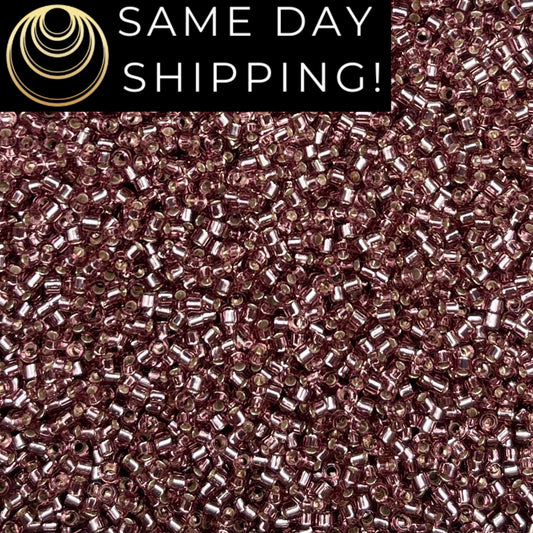 DB146 SAME DAY SHIPPING! 1-20 Grams Miyuki 11/0 Delica Beads Silver Lined Smoky Amethyst-Free Container!