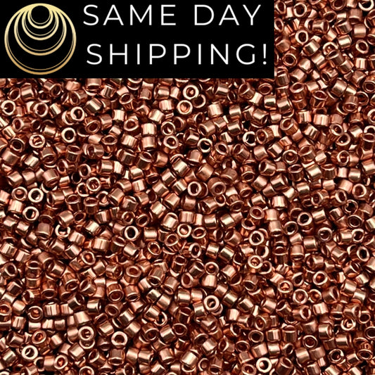DB040 SAME DAY SHIPPING! 1-20 Grams Miyuki 11/0 Delica Beads Copper Plated, Metallic Copper Delicas, Free Container!