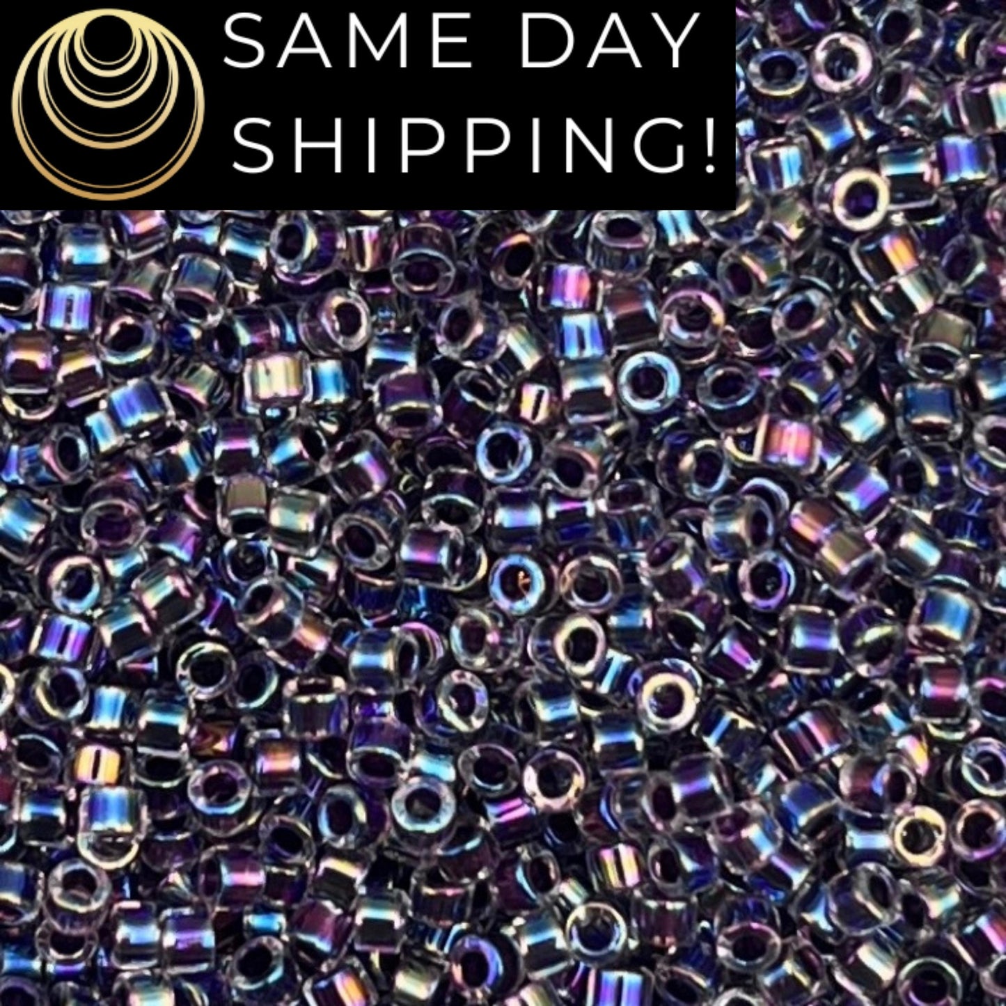 DB059 SAME DAY SHIPPING! 1-20 Grams Miyuki 11/0 Delica Beads Amethyst Lined Crystal, Purple Rainbow Delicas -Free Container!
