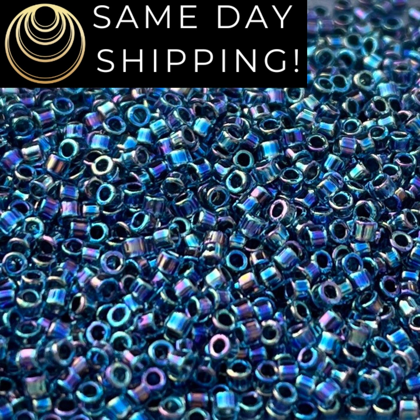 DB085 SAME DAY SHIPPING! 1-20 Grams Miyuki 11/0 Delica Beads Blue Lined Aqua Metallic Cylinder Beads, Seed Beads, Free Container!