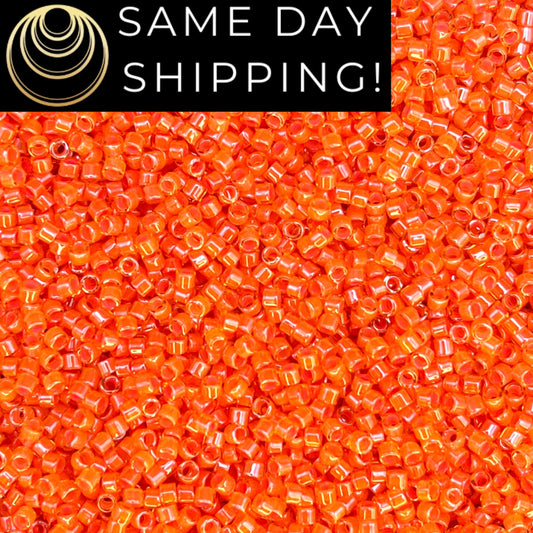 DB2047 SAME DAY SHIPPING! 1-20 Grams Miyuki 11/0 Delica Beads Luminous Bittersweet Orange -Free Container!