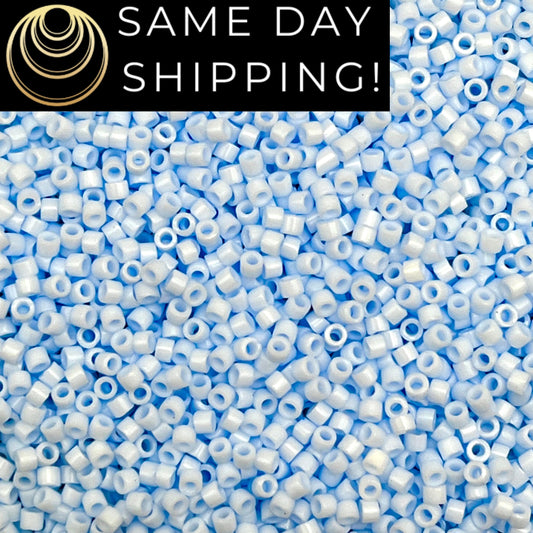 DB1537 11/0 Miyuki Delica Beads Opaque Light Sky Blue Ceylon