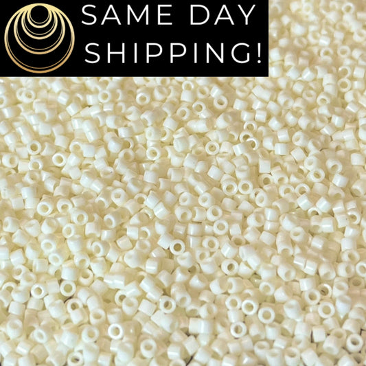 DB2401 SAME DAY SHIPPING! 1-20 Grams Miyuki 11/0 Delica Beads Opaque Light Buttercream-Free Container!