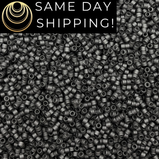 DB2406 SAME DAY SHIPPING! 1-20 Grams Miyuki 11/0 Delica Beads Matte Transparent Charcoal Gray-Free Container!