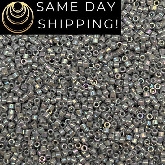 DB1579 SAME DAY Shipping! 1-20 Grams Miyuki 11/0 Delica Beads Opaque Ghost Gray AB-Free Container!