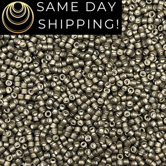 DB1175 SAME DAY SHIPPING! 1-20 Grams Miyuki 11/0 Delica Beads Galvanized Matte Graphite Gray-Free Container!