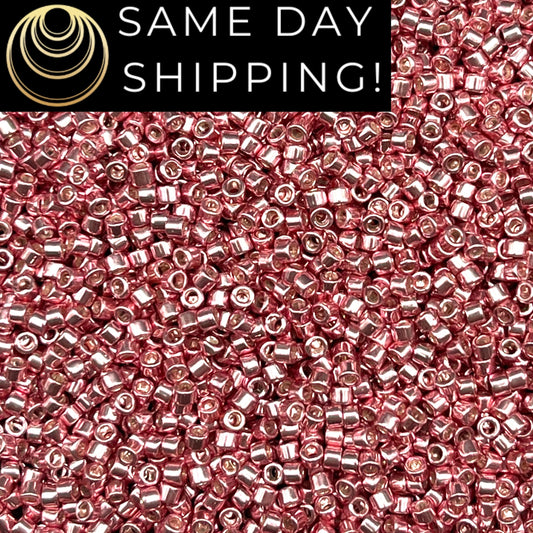 DB435 SAME DAY SHIPPING! 1-20 Grams Miyuki 11/0 Delica Beads Galvanized Pink Blush-Free Container!