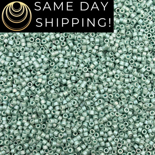 DB2313 SAME DAY SHIPPING! 1-20 Grams Miyuki 11/0 Delica Beads Matte Opaque Glazed Sea Opal-Free Container!