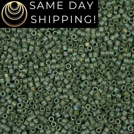 DB1594 11/0 Miyuki Delica Beads Matte Opaque Avocado