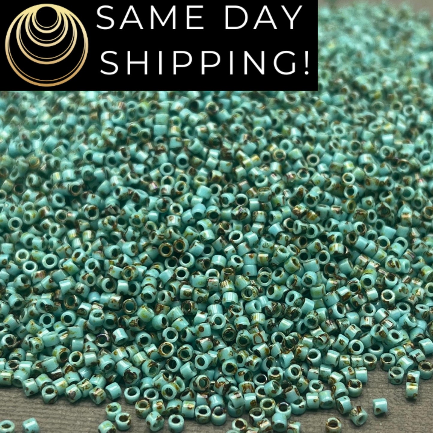 DB2264 11/0 Miyuki Delica Beads Opaque Turquoise Blue Picasso