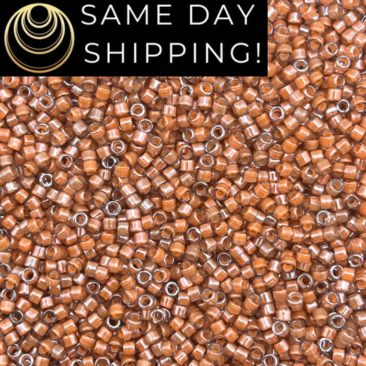 DB2044 SAME DAY SHIPPING! 1-20 Grams Miyuki 11/0 Delica Beads Luminous Guava -Free Container!