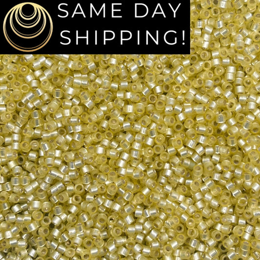 DB623 SAME DAY SHIPPING! 1-20 Grams Miyuki 11/0 Delica Beads Dyed Jonquil Silver Lined Alabaster Free Container!