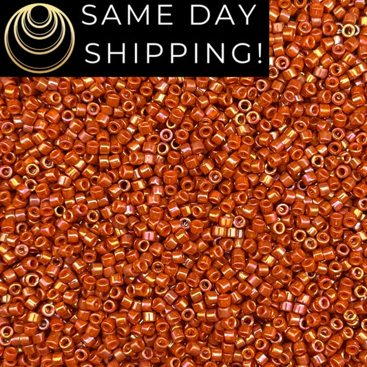 DB2274 SAME DAY SHIPPING! 1-20 Grams Miyuki 11/0 Delica Beads Opaque Glazed Persimmon -Free Container!