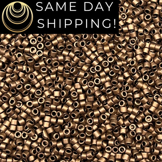 DB322 SAME DAY SHIPPING! 1-20 Grams Miyuki 11/0 Delica Beads Matte Metallic Dark Bronze-Free Container!