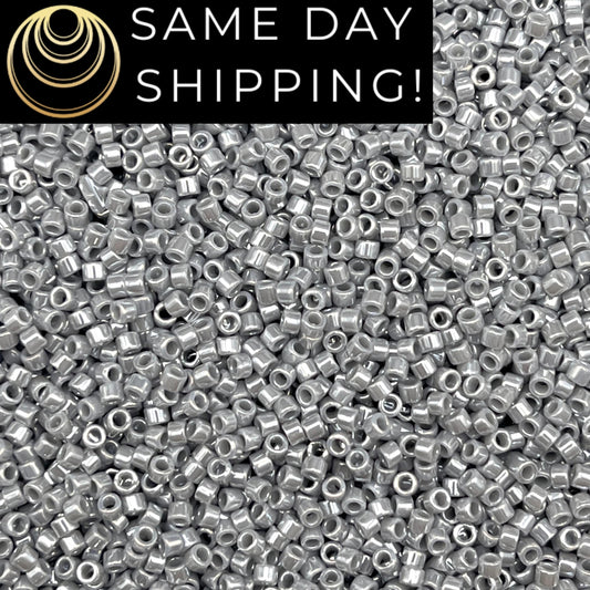 DB1570 SAME DAY SHIPPING! 1-20 Grams Miyuki 11/0 Delica Beads Opaque Ghost Gray Luster -Free Container!