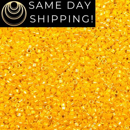 DB1572 SAME DAY Shipping! 1-20 Grams Miyuki 11/0 Delica Beads Opaque Canary AB-Free Container!