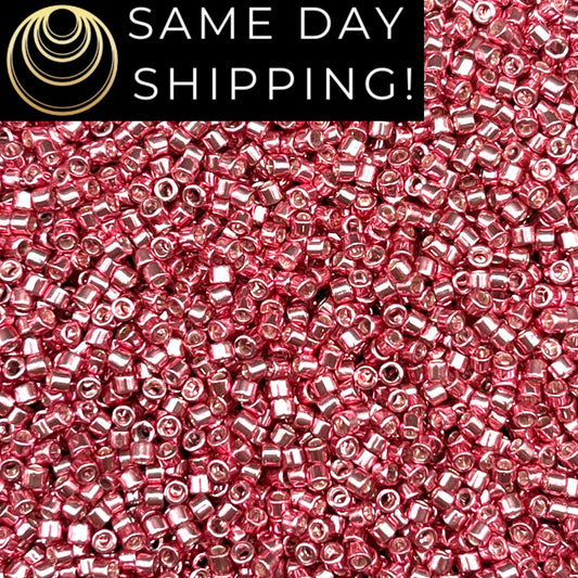 DB420 SAME DAY SHIPPING! 1-20 Grams Miyuki 11/0 Delica Beads Galvanized Hot Pink-Free Container!