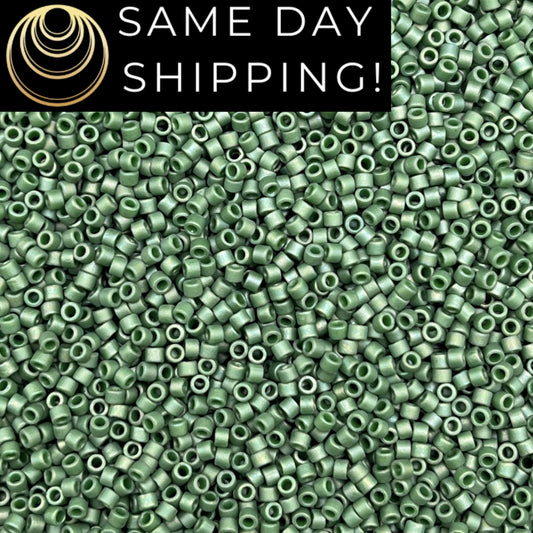 DB2312 11/0 Miyuki Delica Beads Matte Opaque Glazed Basil Green
