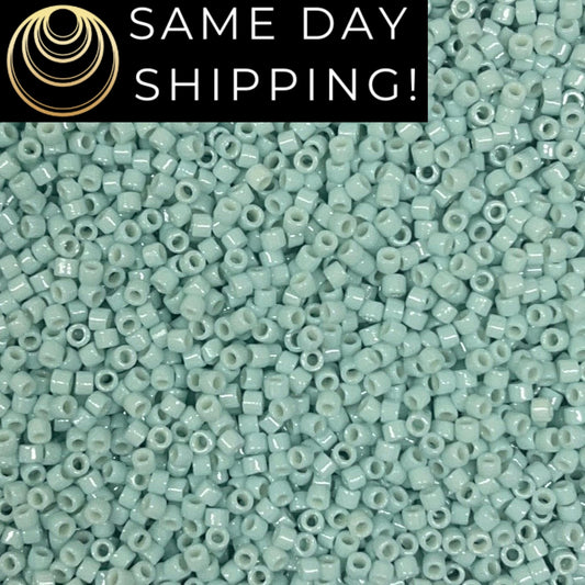 DB2356 SAME DAY SHIPPING! 1-20 Grams Miyuki 11/0 Delica Beads Duracoat Opaque Dyed Pale Turquoise Ocean Spray -Free Container!