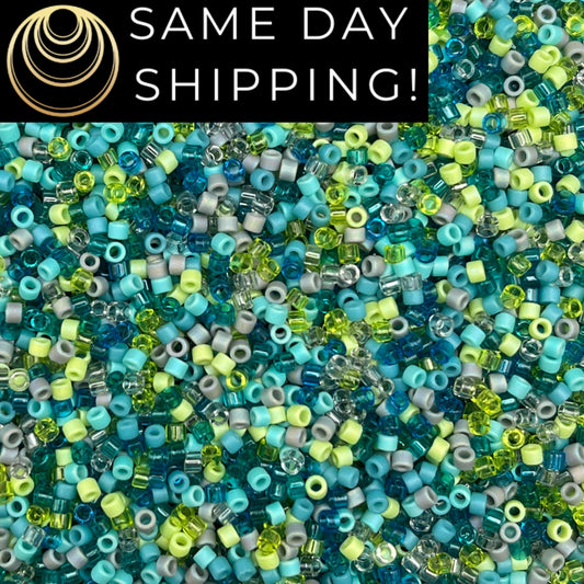DBMIX9056 SAME DAY SHIPPING! 1-20 Grams Miyuki 11/0 Delica Beads Carribean Waters -Free Container!