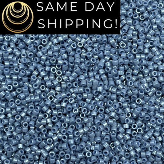 DB266 SAME DAY SHIPPING! 1-20 Grams Miyuki 11/0 Delica Beads Opaque Denim Blue Luster Blue Cylinder Beads, Seed Beads, Free Container!