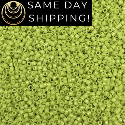DB733 SAME DAY SHIPPING! 1-20 Grams Miyuki 11/0 Delica Beads Opaque Chartreuse Green -Free Container!