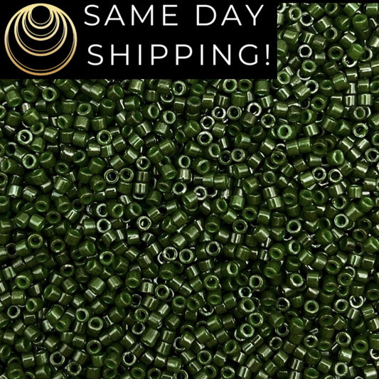 DB663 SAME DAY SHIPPING! 1-20 Grams Miyuki 11/0 Delica Beads Dyed Opaque Olive-Free Container!