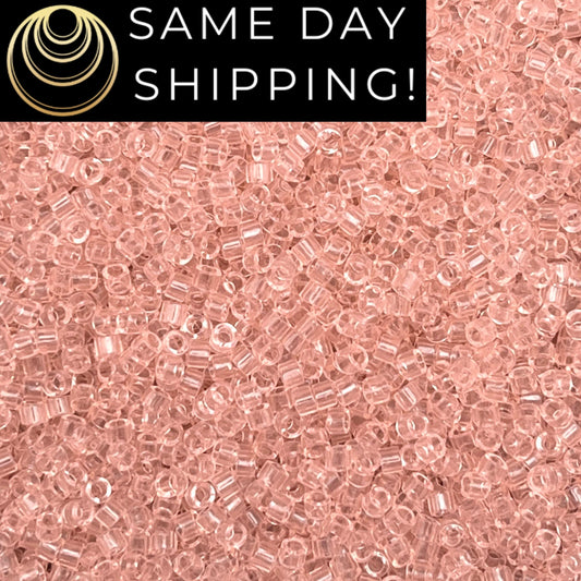 DB1103 SAME DAY SHIPPING! 1-20 Grams Miyuki 11/0 Delica Beads Transparent Pink Mist-Free Container!