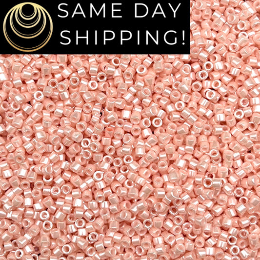DB1533 SAME DAY SHIPPING! 1-20 Grams Miyuki 11/0 Delica Beads Opaque Light Salmon Ceylon-Free Container!