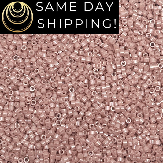 DB1535 SAME DAY SHIPPING! 1-20 Grams Miyuki 11/0 Delica Beads Opaque Pink Champagne Ceylon -Free Container!