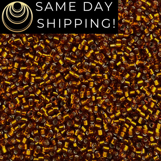 DB144 SAME DAY SHIPPING! 1-20 Grams Miyuki 11/0 Delica Beads Silver Lined Dark Topaz-Free Container!