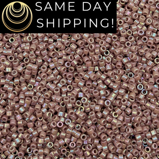 DB158 SAME DAY Shipping! 1-20 Grams Miyuki 11/0 Delica Beads Opaque Mauve AB-Free Container!