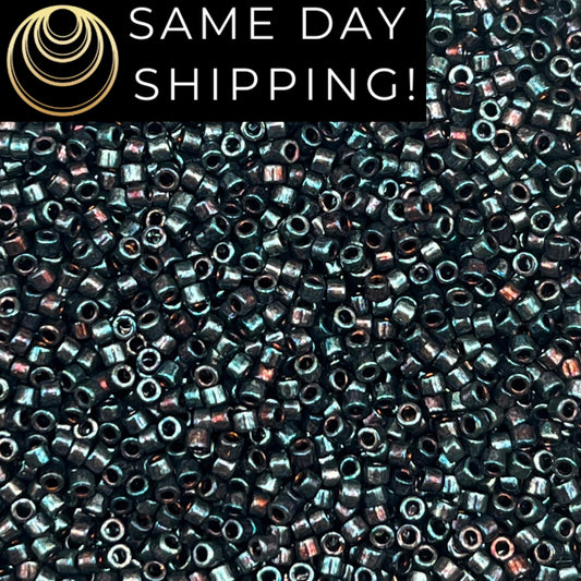 DB1003 SAME DAY SHIPPING! 1-20 Grams Miyuki 11/0 Delica Beads Metallic Midnight Blue Gold Iris-Free Container!