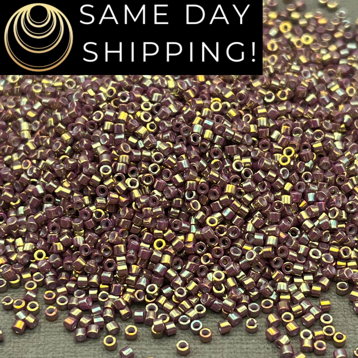 DB1011 SAME DAY SHIPPING! 1-20 Grams Miyuki 11/0 Delica Beads Metallic Dusty Mauve Gold Iris-Free Container!