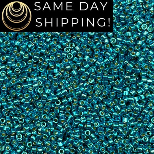 DB2513 SAME DAY SHIPPING! 1-20 Grams Miyuki 11/0 Delica Beads Duracoat Galvanized Capri Blue-Free Container!