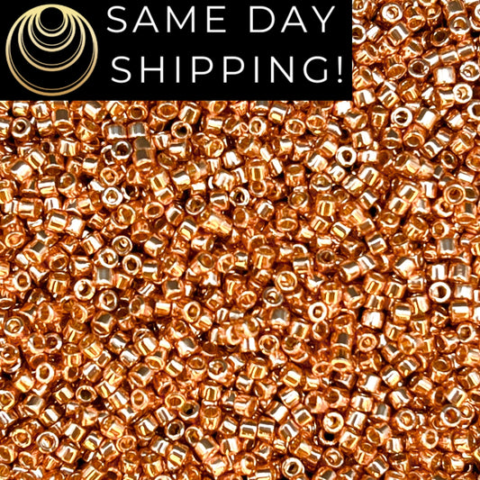 DB2518 SAME DAY SHIPPING! 1-20 Grams Miyuki 11/0 Delica Beads Duracoat Galvanized Rose Gold-Free Container!