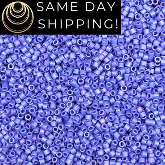 DB1597 SAME DAY Shipping! 1-20 Grams Miyuki 11/0 Delica Beads Matte Opaque Cyan Blue AB-Free Container!