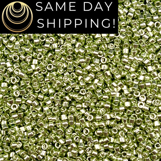 DB413 SAME DAY SHIPPING! 1-20 Grams Miyuki 11/0 Delica Beads Galvanized Moss Green-Free Container!