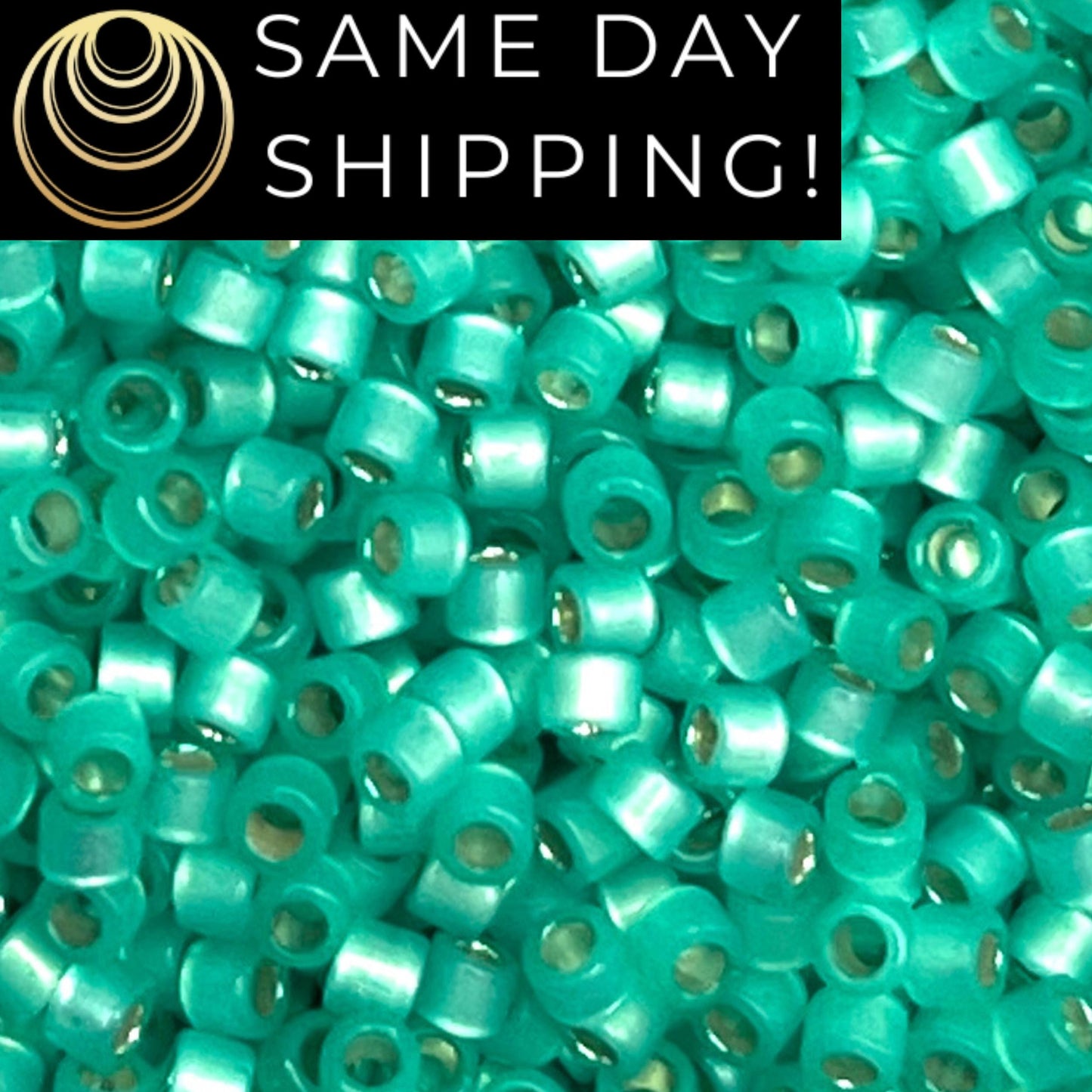 DB627 SAME DAY SHIPPING! 1-20 Grams Miyuki 11/0 Delica Beads Dyed Aqua Green Silver Lined Alabaster-Free Container!
