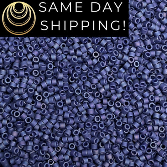 DB2319 11/0 Miyuki Delica Beads Matte Opaque Glazed Navy Blue AB